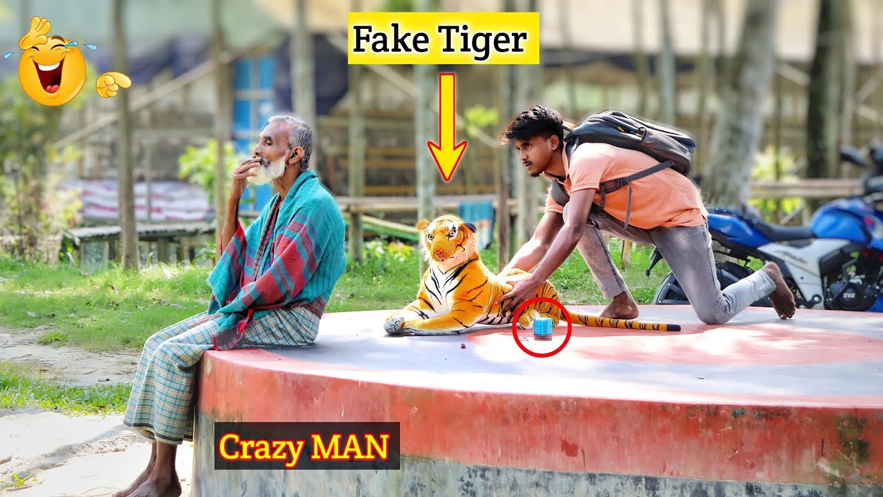 Fake Tiger vs Crazy MAN Prank Video! Fake Tiger Prank on Public!! So Funny Reaction - By ComicaL TV