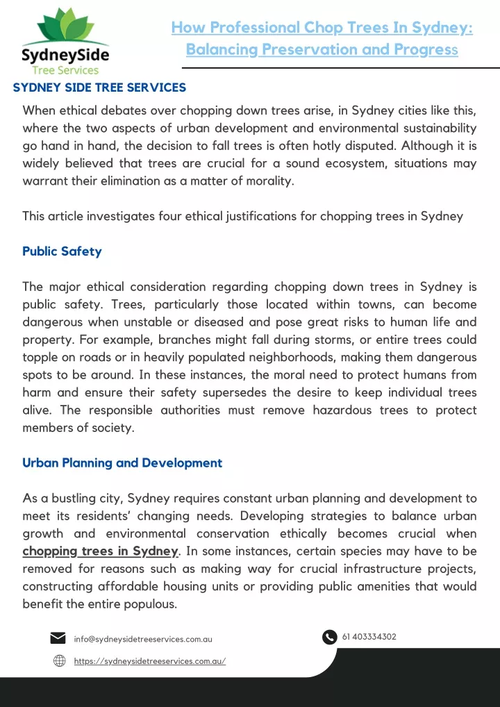 PPT - How Professional Chop Trees In Sydney Balancing Preservation and Progress PowerPoint Presentation - ID:13112378