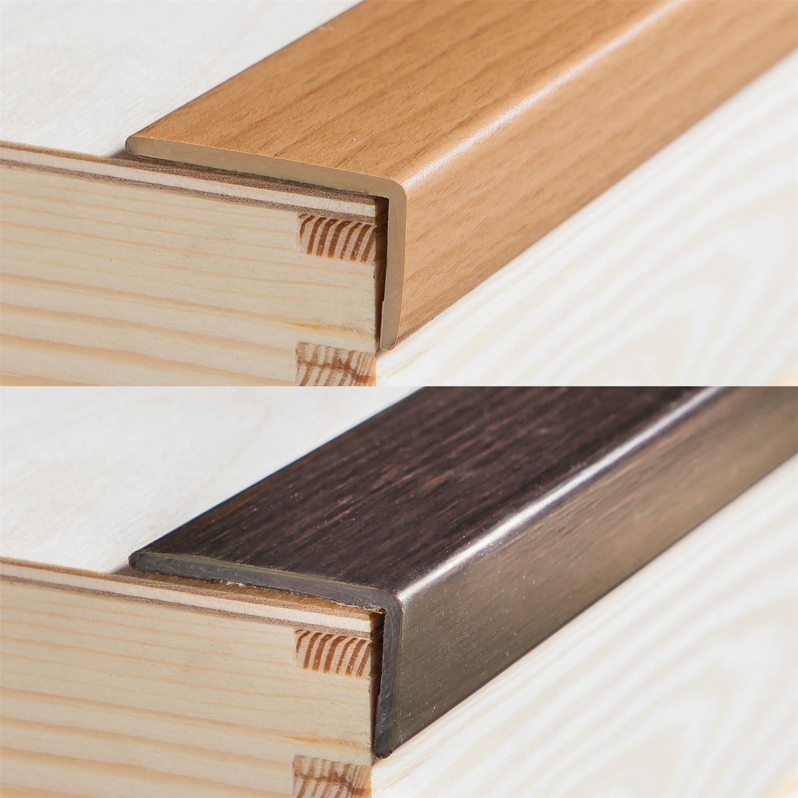 1m Long Upvc Wood Effect Stair Edge Nosing Trim Pvc Self-Adhesive - Floor Safety Store