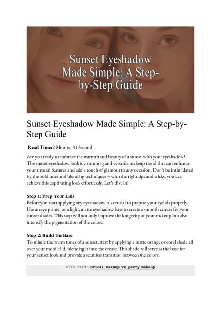 Sunset Eyeshadow Made Simple: A Step-by-Step Guide | PDF