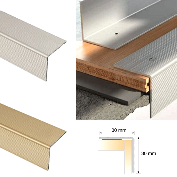 Aluminium Self Adhesive Stairs Nosing For Tile And Carpet Treads - Floor Safety Store