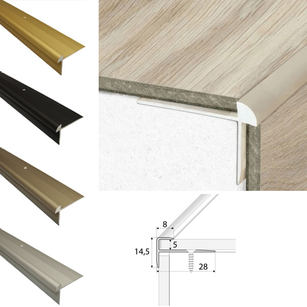 Aluminium Luxury Click Vinyl Flooring Stairs Nosing - Floor Safety Store