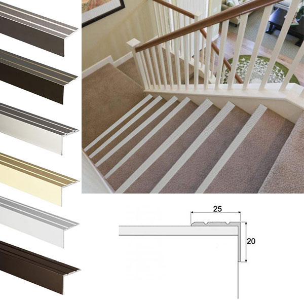 Aluminium Stair Nosing For Stairs Edge Protection Self Adhesive - Floor Safety Store