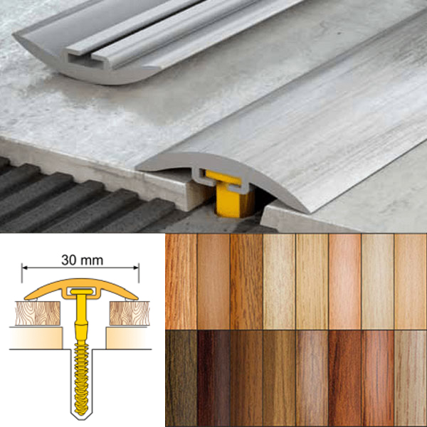 PVC door floor trim30mm Wide for wooden, laminate, carpet, vinyl or tiled floors - Floor Safety Store