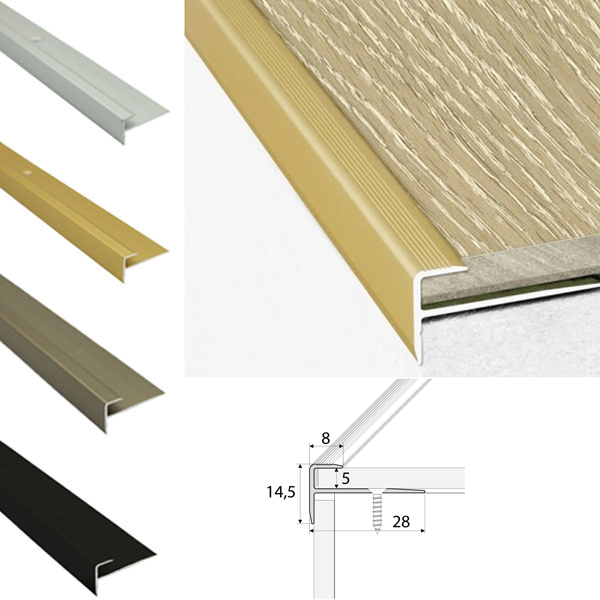 Non Slip Aluminium Stairs Nosing For Luxury Click Vinyl Flooring - Floor Safety Store