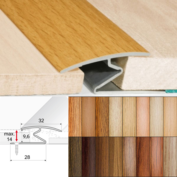 Aluminium Wood Effect Door Thresholds For Vinyl, Carpet, Laminate, Wooden Floors - Floor Safety Store
