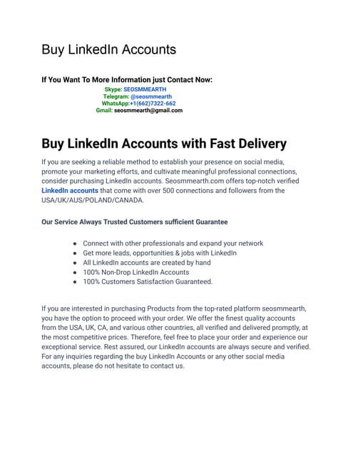 Buy LinkedIn Accounts with visit our sites SEOSMMEARH | PDF